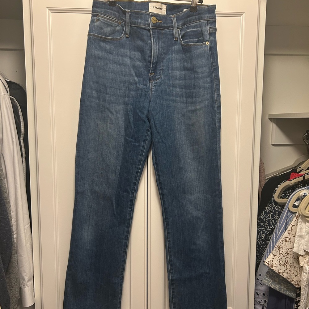 Frame Le High Straight Jeans - Bonhill Wash
